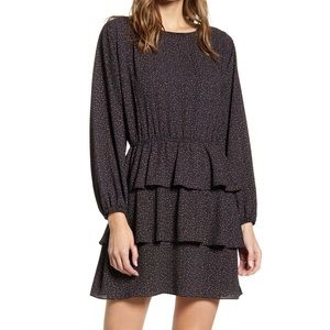 1. State Modern Speckle Ruffle Long Sleeve Minidress